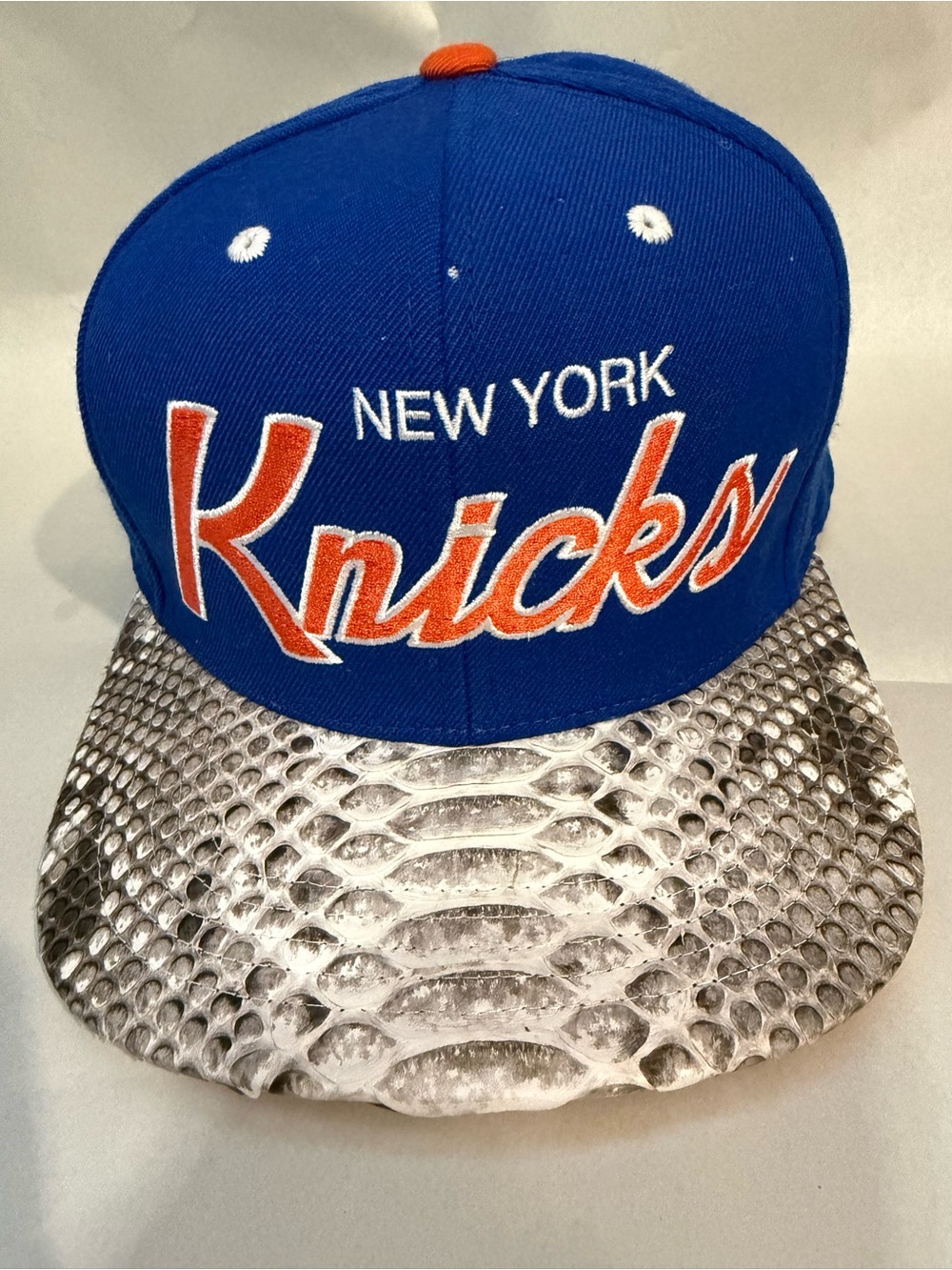 Custom Mitchell & Ness New York Knicks Script Snakeskin Strap-back DAMAGE CROWN